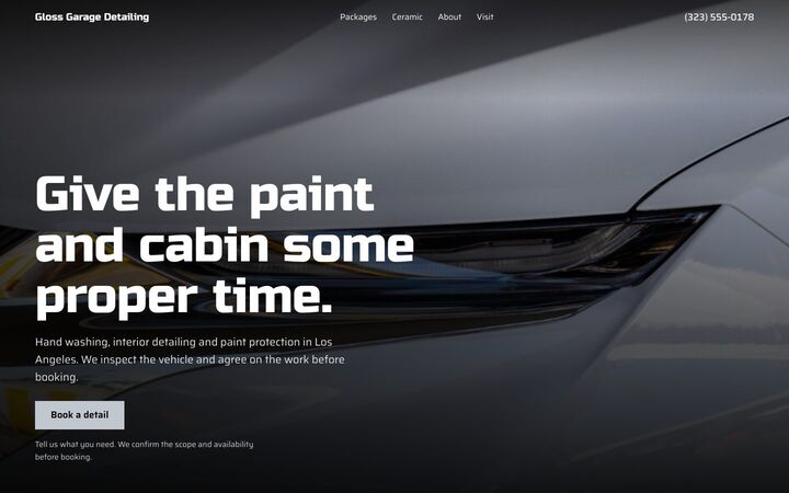 Showroom look for a auto detailing site
