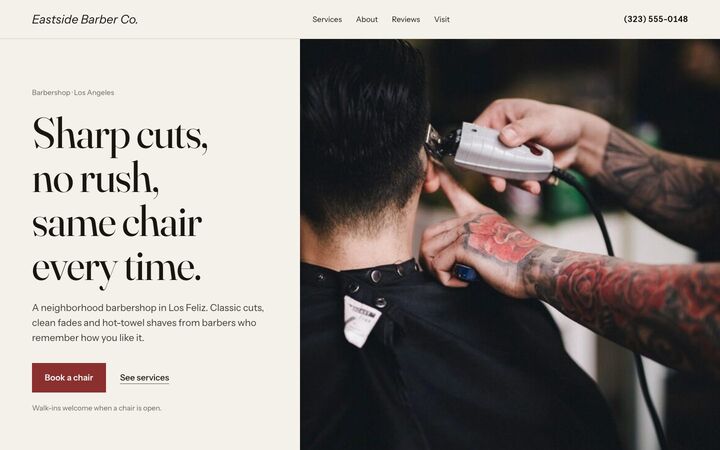 Lineup look for a barbershop site