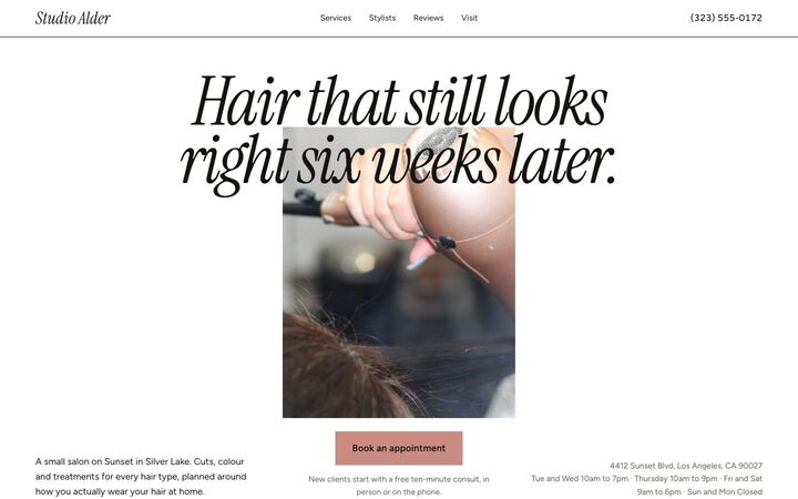 Cover Story look for a hair salon site
