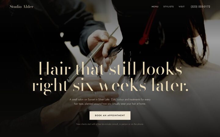 After Six look for a hair salon site