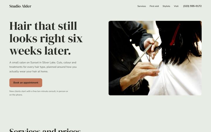Sage look for a hair salon site