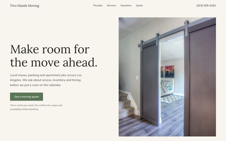 Calm Move look for a moving services site