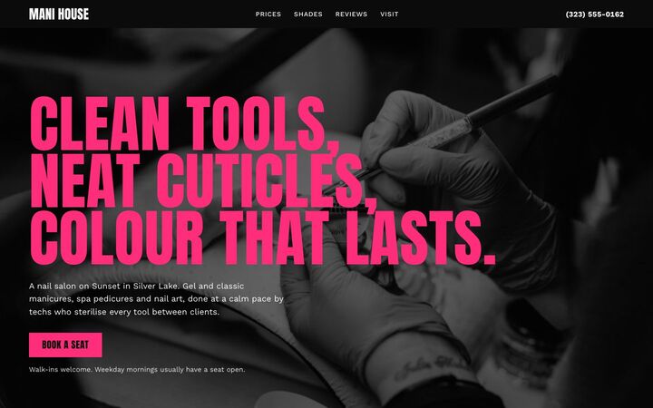 Hot Pink Board look for a nail salon site