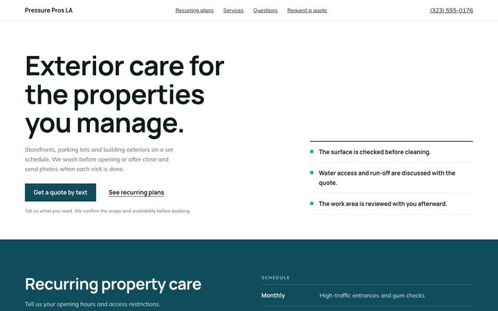 Property Managers look for a pressure washing site