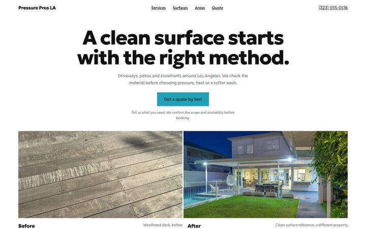 Half Clean look for a pressure washing site