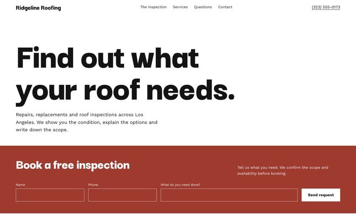 Free Inspection look for a roofing site