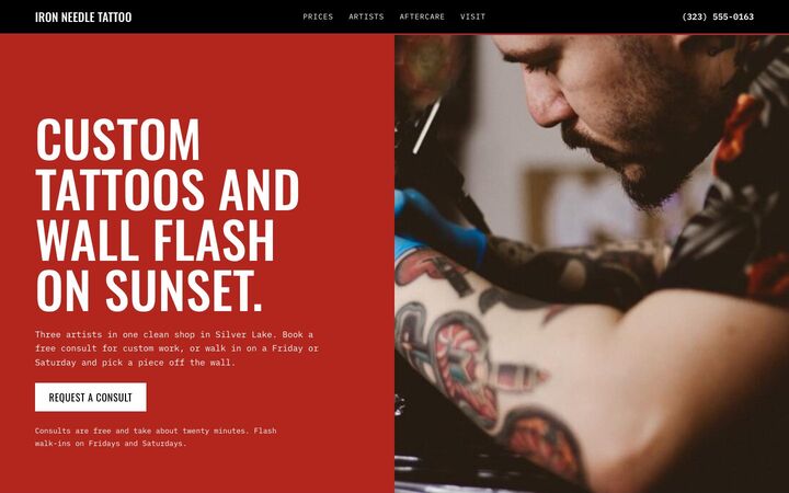 Red Line look for a tattoo studio site