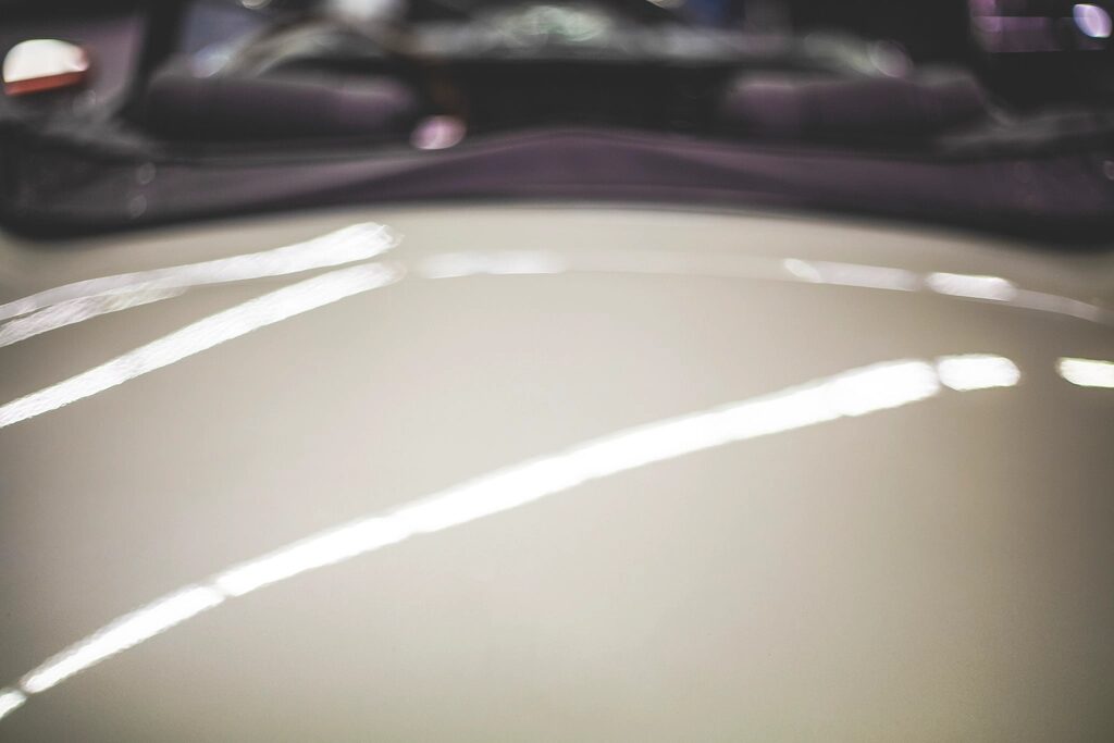 Reflections on a car bonnet